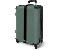 NoBoringSuitcases.com® - Koffer groot - Rolkoffer lichtgewicht - Groen met zwarte streep - Reiskoffer met 4 wielen - Grote trolley XL - 20 kg bagage - Suitcase large - Reistrolley met TSA slot