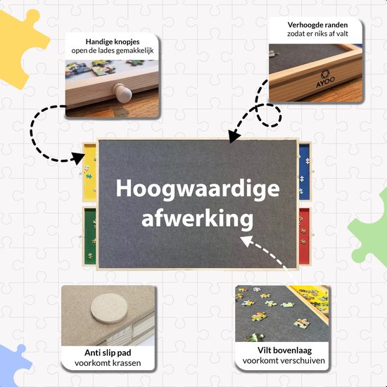 AYOO Puzzelbord - Portapuzzle - Puzzelplaat - Verstelbaar Puzzelbord - Puzzelbord met opbergsysteem - Puzzelplank - Puzzel bord - Puzzelbord 1000 stukjes - Puzzeltafel - Puzzelplank