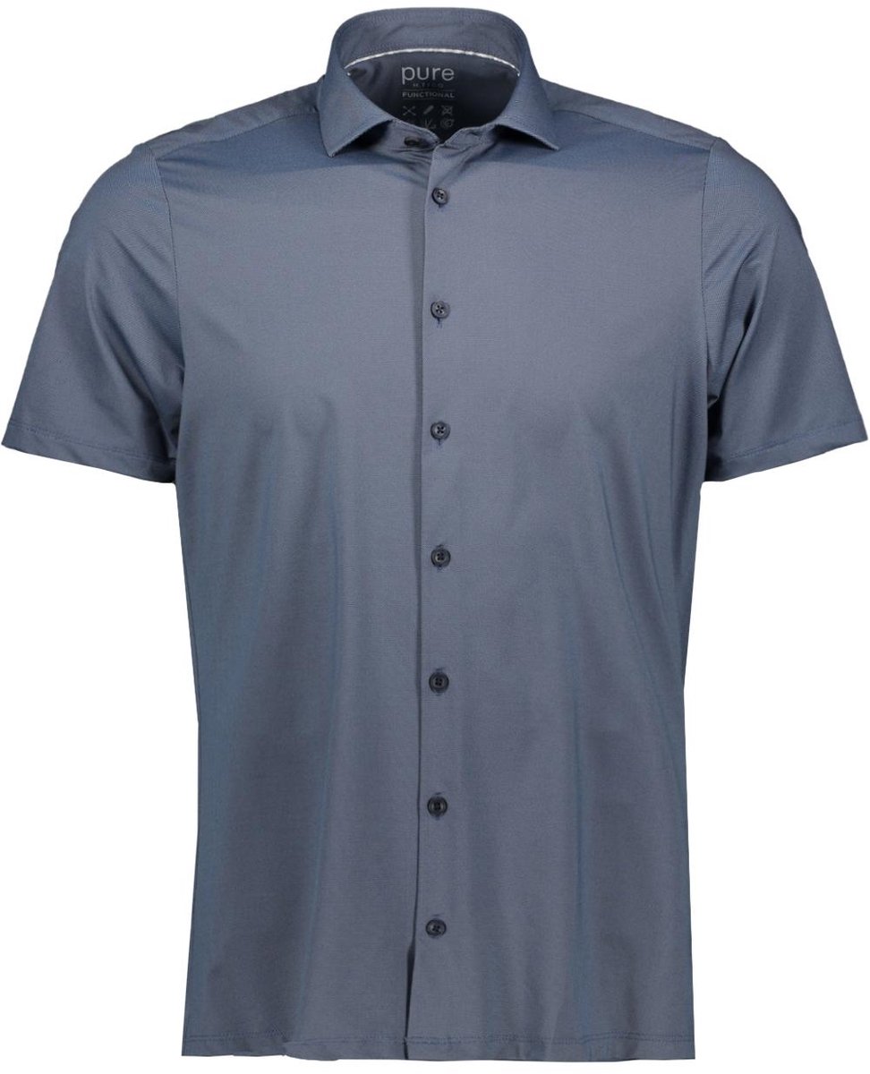Pure H. Tico Overhemd Functional Shirt Shortsleev E11301 22750 114 Plain Blue Mannen Maat - W38