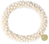 Lajetti Armband Dames Haarelastiek Champagne - Glaskralen Beaded Bracelet - Handgemaakt