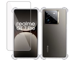 TechNow Hoesje + Screenprotector geschikt voor Realme GT 7 Pro – Tempered Glass - Extreme Shock Case Transparant