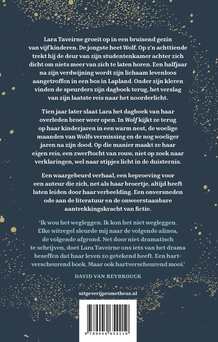 Boekomslag van 'Wolf' met tekst en een streepjescode.