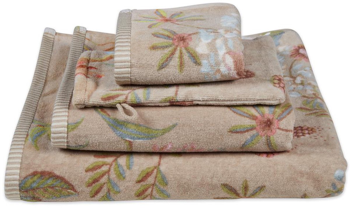 Pip Studio badgoed Secret Garden khaki - gastendoekje 30x50 cm