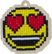 Wizardi diamond painting decoratie hanger – Verliefde smiley – 6 cm