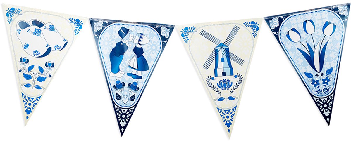 Vlaggenlijn Delftsblauw | Set á 3 stuks | Dubbelzijdig | 10 meter