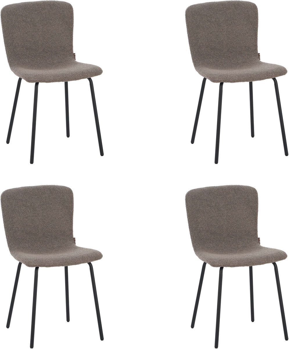 Furnihaus - Luca - Eetkamerstoelen set van 4 - Bruin - Stof - Comfortabele en stevige uitvoering