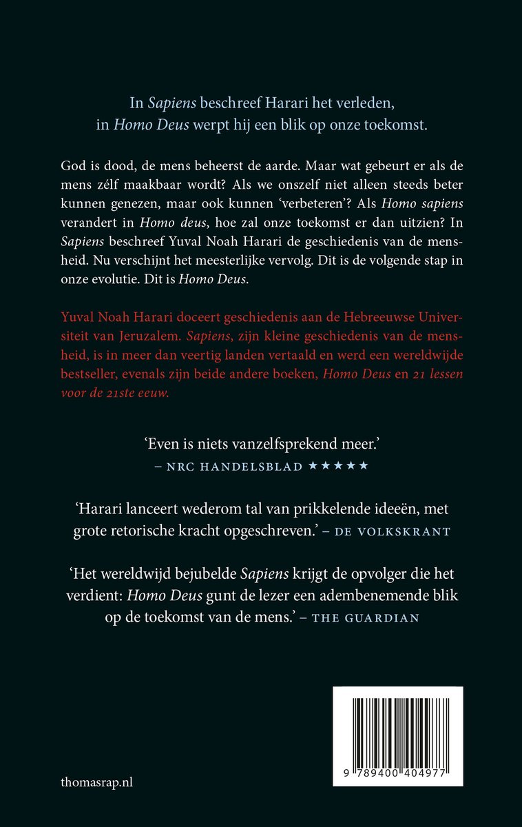 Homo Deus - back cover