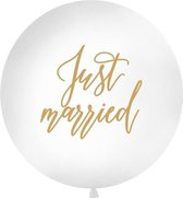 Partydeco Grote witte ballon Just married - 1m