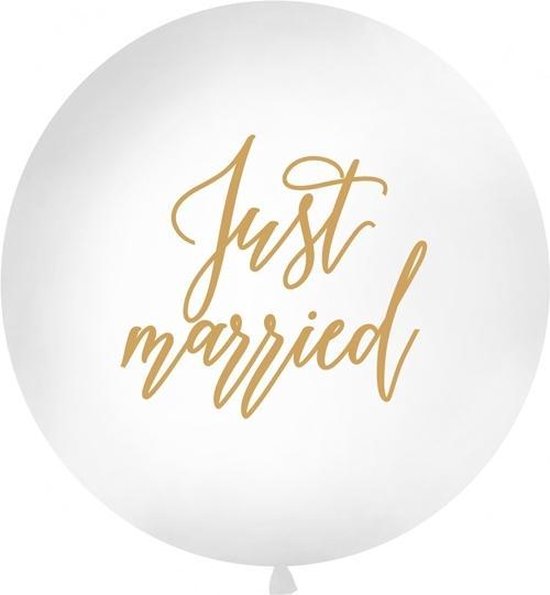 Partydeco Grote witte ballon Just married - 1m | bol.com