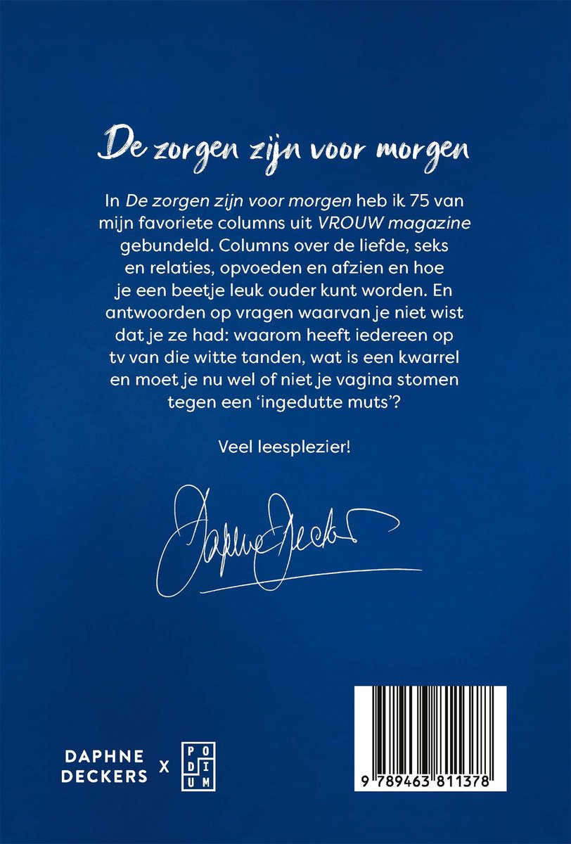 De zorgen zijn voor morgen - back cover
