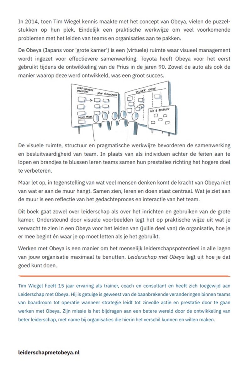 Leiderschap met Obeya - back cover
