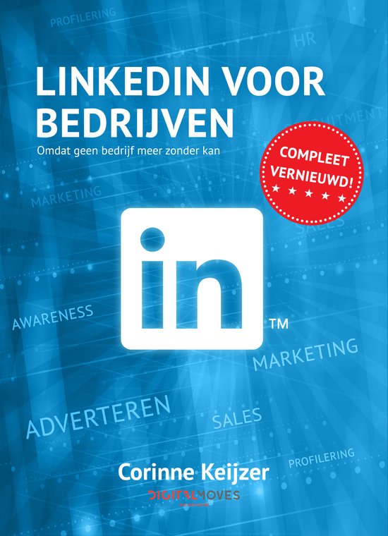 Boekomslag "LinkedIn voor Bedrijven" met LinkedIn logo en de tekst "Compleet vernieuwd!".