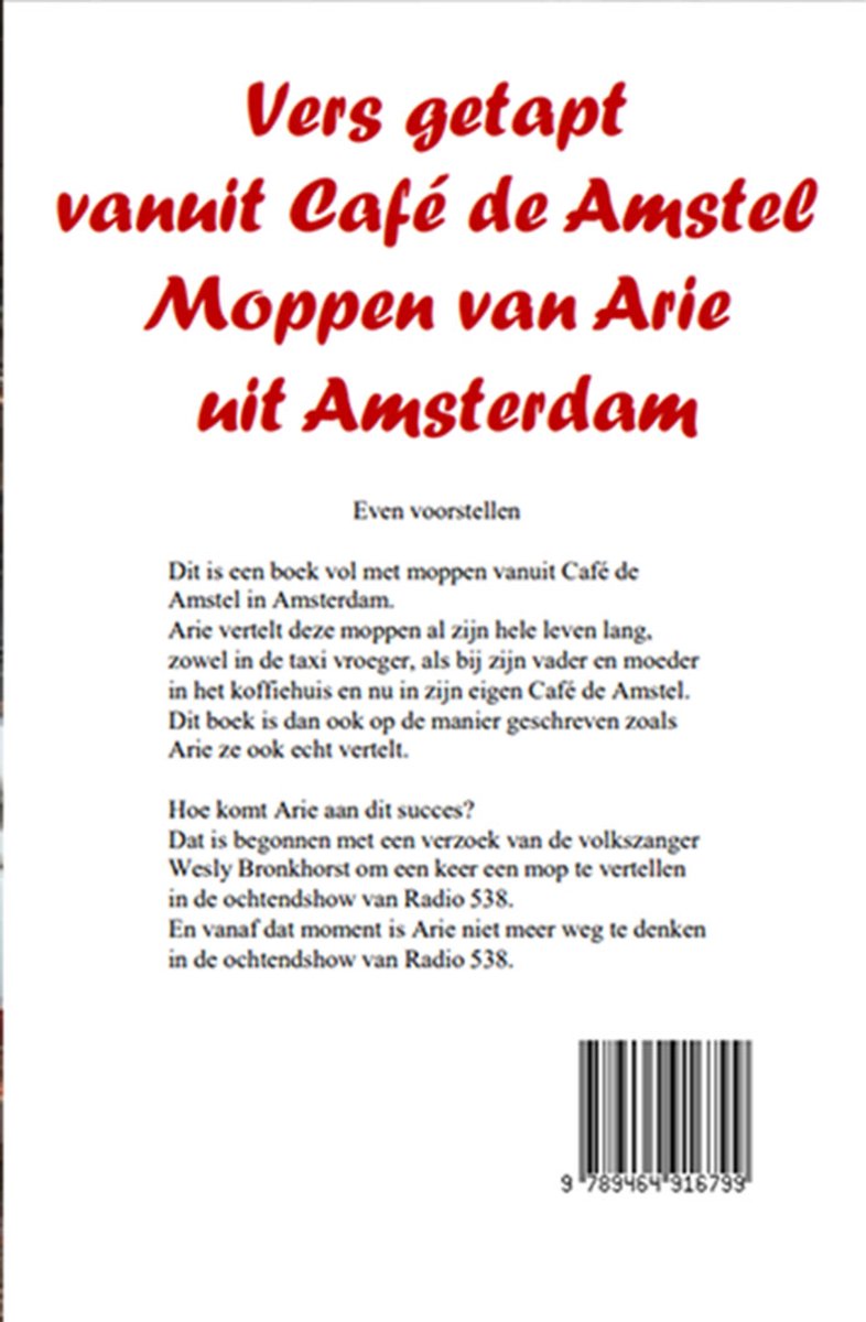 Vers getapt vanuit cafe de Amstel - back cover