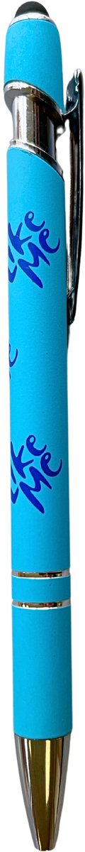 #LikeMe Touchscreen Balpen - Lichtblauw met donkerblauwe bedrukking - Blauwschrijvend