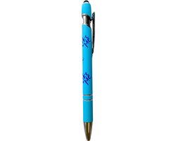 #LikeMe Touchscreen Balpen - Lichtblauw met donkerblauwe bedrukking - Blauwschrijvend