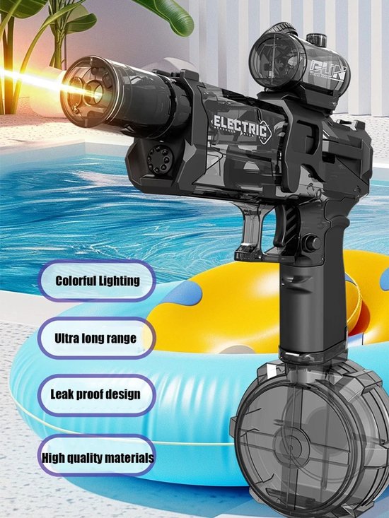 Pistolet à eau électrique avec effet de flamme lumineuse, puissant et rapide, pour jeux de tir en extérieur, plage et piscine