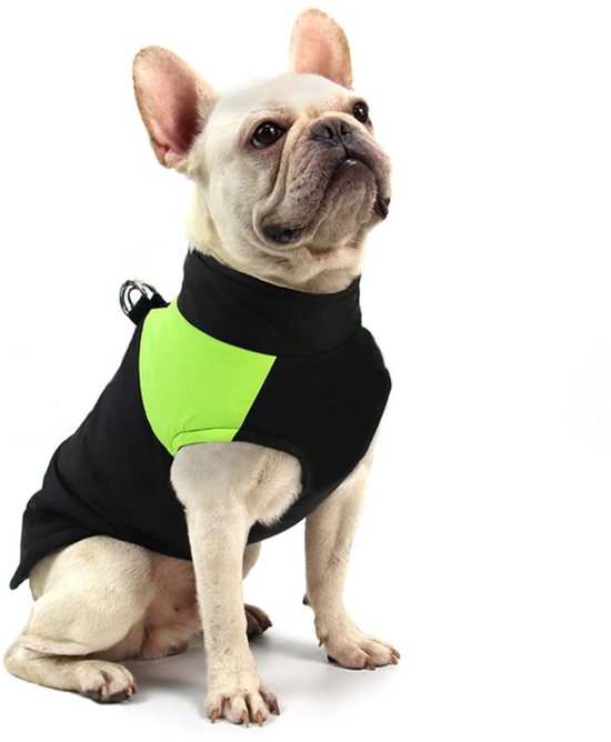 Pethiy Warme winterjas, waterdichte winterjas voor hond met harnasleiband, outdoorjas voor huisdier, hond,herfst- en winterkleren voor middelgrote en kleine hond - zwart - XS