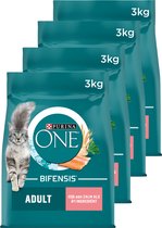 Bol.com Purina One Adult - Kattenvoer Droogvoer - Zalm & Volkoren Granen - 4 x 3 kg aanbieding