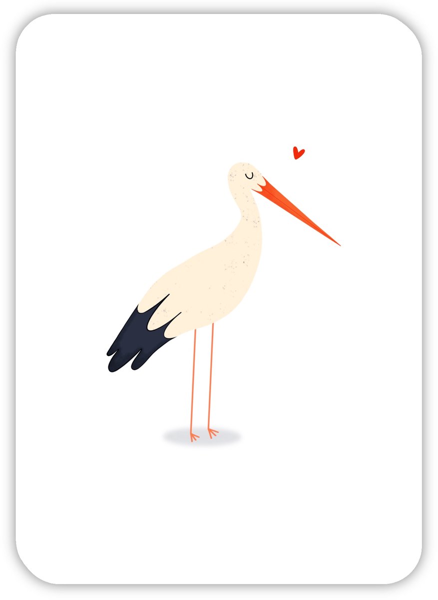 Geboortekaartje | Ooievaar | Baby | Wenskaart | A6 | Duurzaam | Unisex | Geboorte | Felicitatie