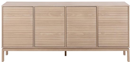 Buffet Linley 180x40x80cm avec quatre portes - placage de chêne blanc - Actona - Armoires de salon - Blanc - Placage|MDF - Armoires de salon