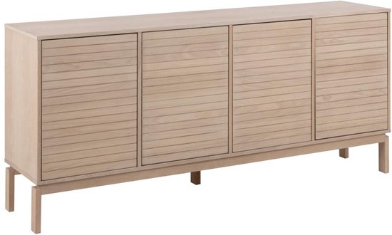 Buffet Linley 180x40x80cm avec quatre portes - placage de chêne blanc - Actona - Armoires de salon - Blanc - Placage|MDF - Armoires de salon