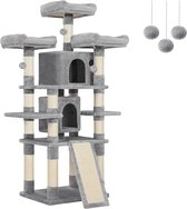 Bol.com Hoppa! Grote Kattenboom | Lichtgrijs | Spaanplaat/Pluche/Sisal/Touw | 50 x 62 x 172 cm (B x D x H) aanbieding