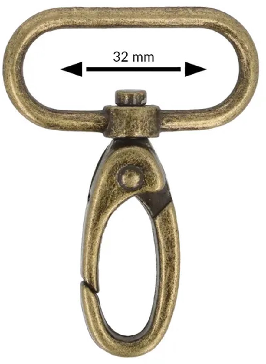 Musketonhaak of Karabijnhaak, Merk: Opry, Kleur: Brons, Afmeting: 32mm.