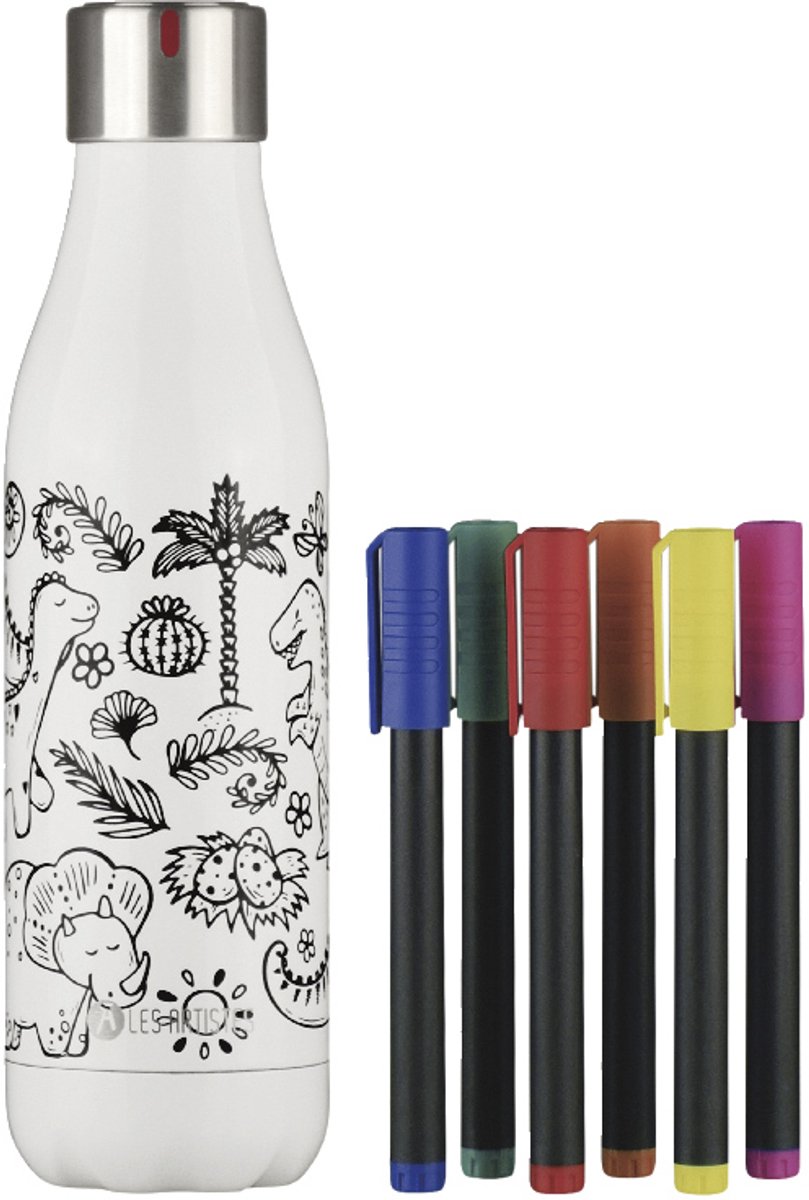Les Artistes Paris Thermosfles 500ml - DIY creatieve set Dino incl 6 markers - LP-A4380