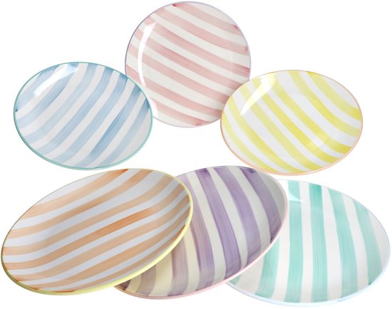 MamboCat 6-delig BEACH PASTELLO STRIPES servies voor 6 personen van aardewerk - 24326165
