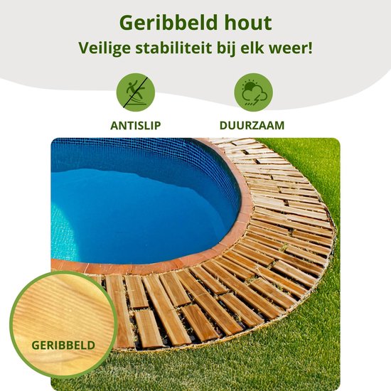 Floranica Uitrolbare houten tuinpad Rollpad van lariks 50 cm x 2 m Natuur Uitrolbaar looppad tuinpad, gebogen, antislip, decoratief, voor feesten, bruiloften, binnenplaats
