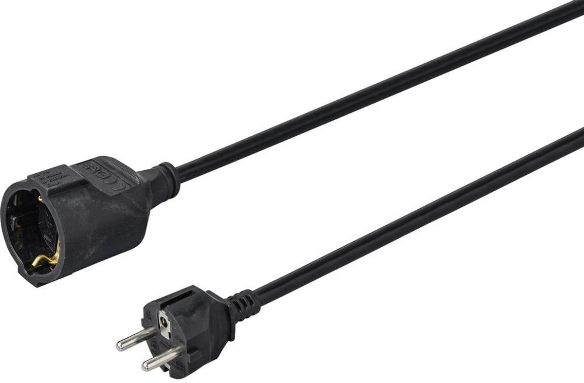 Sygonix SY-4872640 Stroom Verlengkabel 16 A Zwart 10.00 m H05VV-F 3G 1,5 mm²