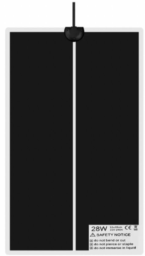 Warmtemat - 28 x 53 cm - met regelaar - voor kuikens en kippen - reptielen - kleine zoogdieren