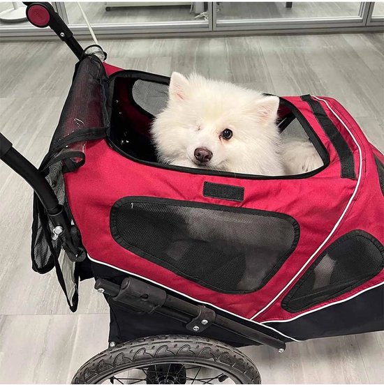 Duvo+ Hondenfietskar - 2 in 1 Wandelwagen - Zwart Rood - 123x62x96 cm <30 kg van Duvo+ — afbeelding 4