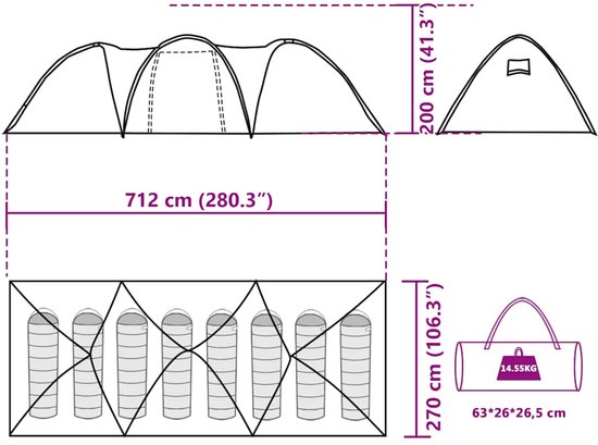 vidaXL - Koepeltent - 8-persoons - waterdicht - blauw van Vidaxl — afbeelding 4