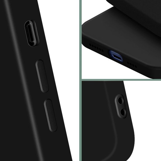 Coque et protection d'écran pour iPhone 15 Pro Max : coque en Siliconen noire + 2 protections d'écran
