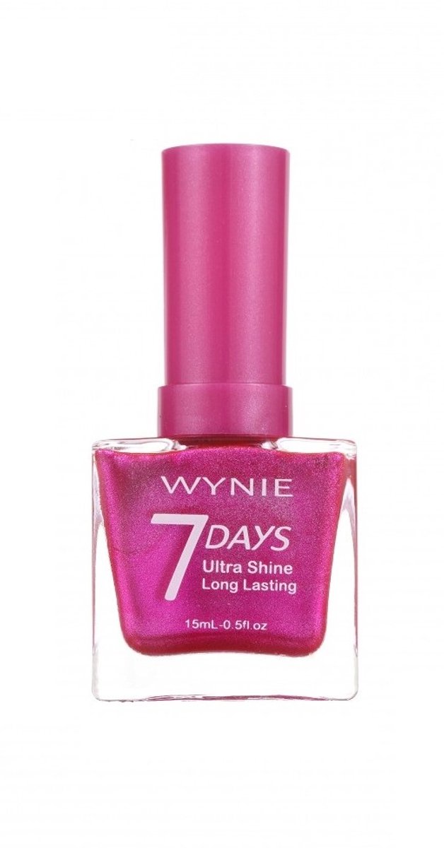 Wynie - Nagellak 7 Days Ultra Shine Long Lasting - Fel Roze Mini Glitter/Shimmer/Metallic - 1 flesje met 15 ml inhoud - Nummer 514