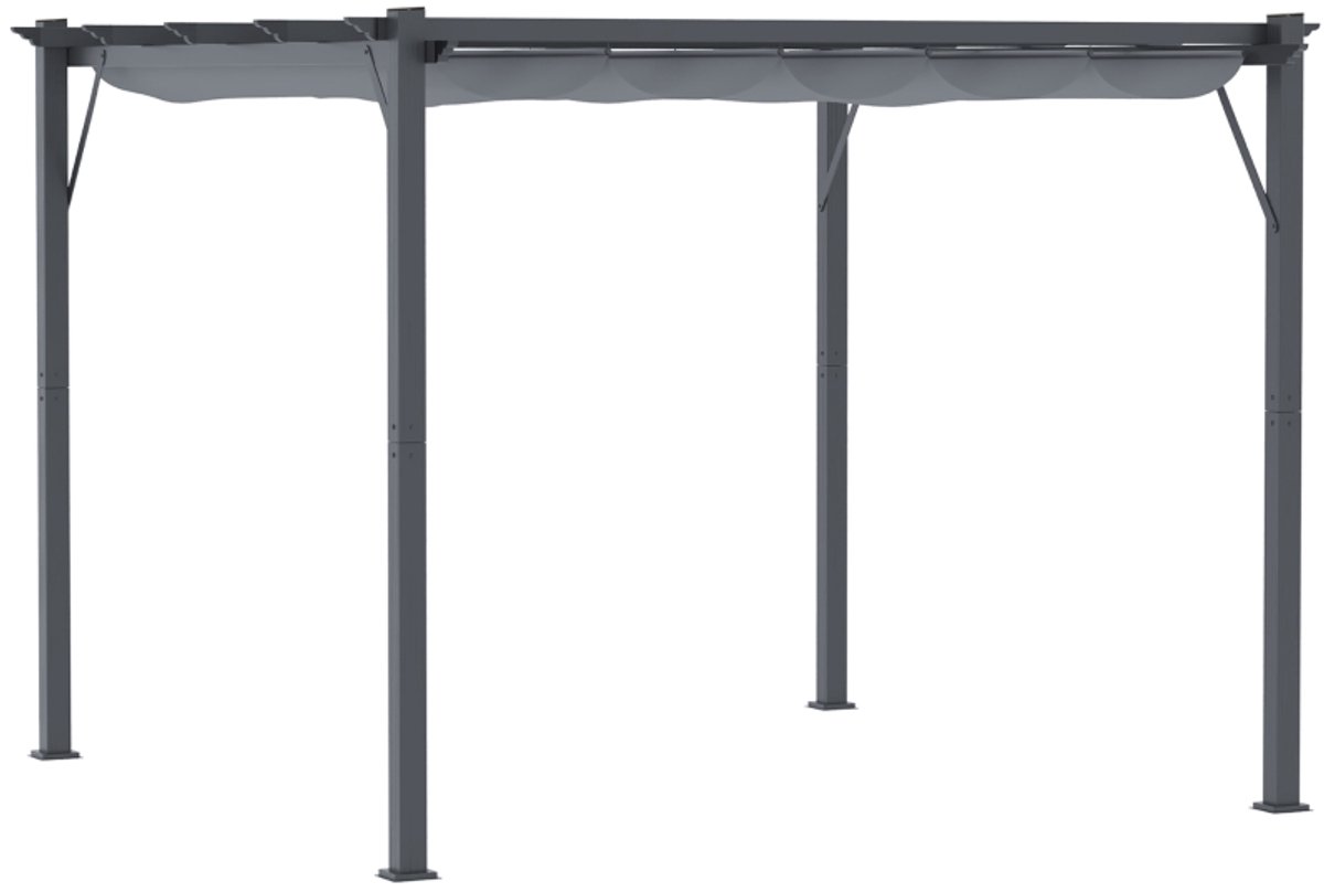 Pergola - 3 x 3 m - Prieel - Paviljoen - Terras - Weerbestendig - Metalen Frame - Met zonwering - Grijs
