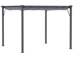 Pergola - 3 x 3 m - Prieel - Paviljoen - Terras - Weerbestendig - Metalen Frame - Met zonwering - Grijs