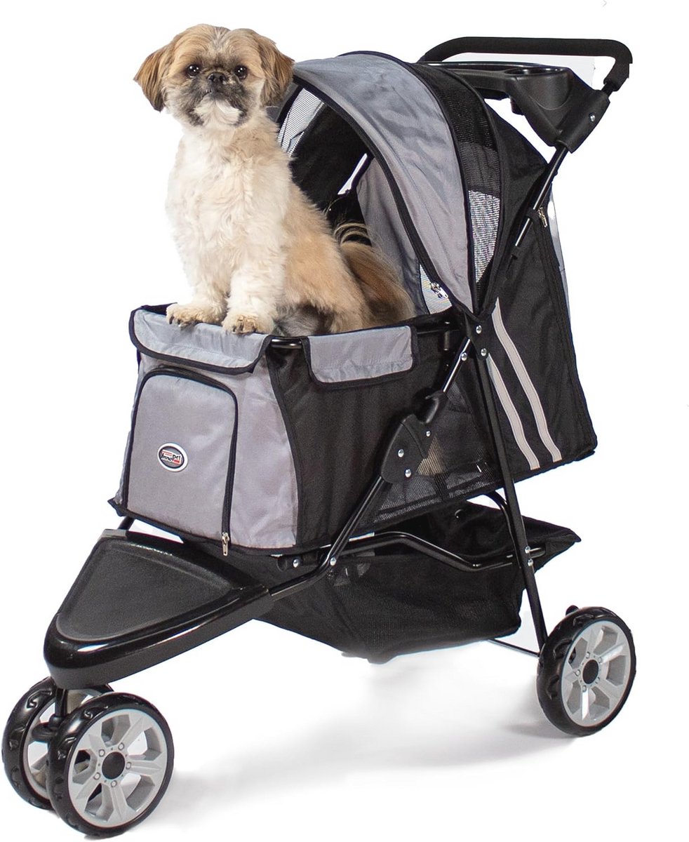 Wandelwagen voor Honden en Katten - Opvouwbare Huisdier Buggy met Grote Wielen