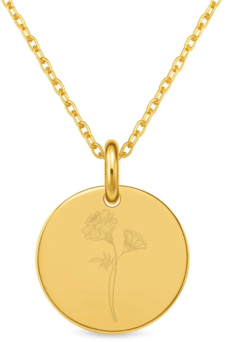 Lovelockers® | Geboorte Bloem kettingen | Stainless Steel | Goudkleurig | Geboorte Maand | Kraamcadeau | Geboorte cadeau | Cadeautje voor haar | Bloemen ketting