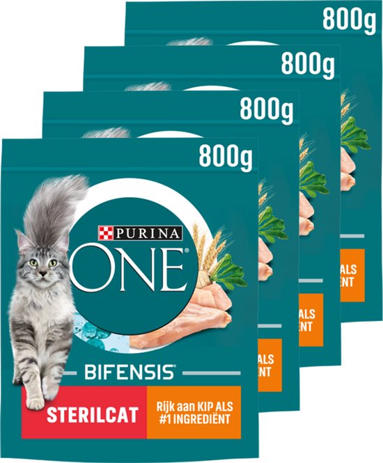 PURINA® ONE® Sterilcat - Kattenbrokjes - Kip - 4 x 800 g