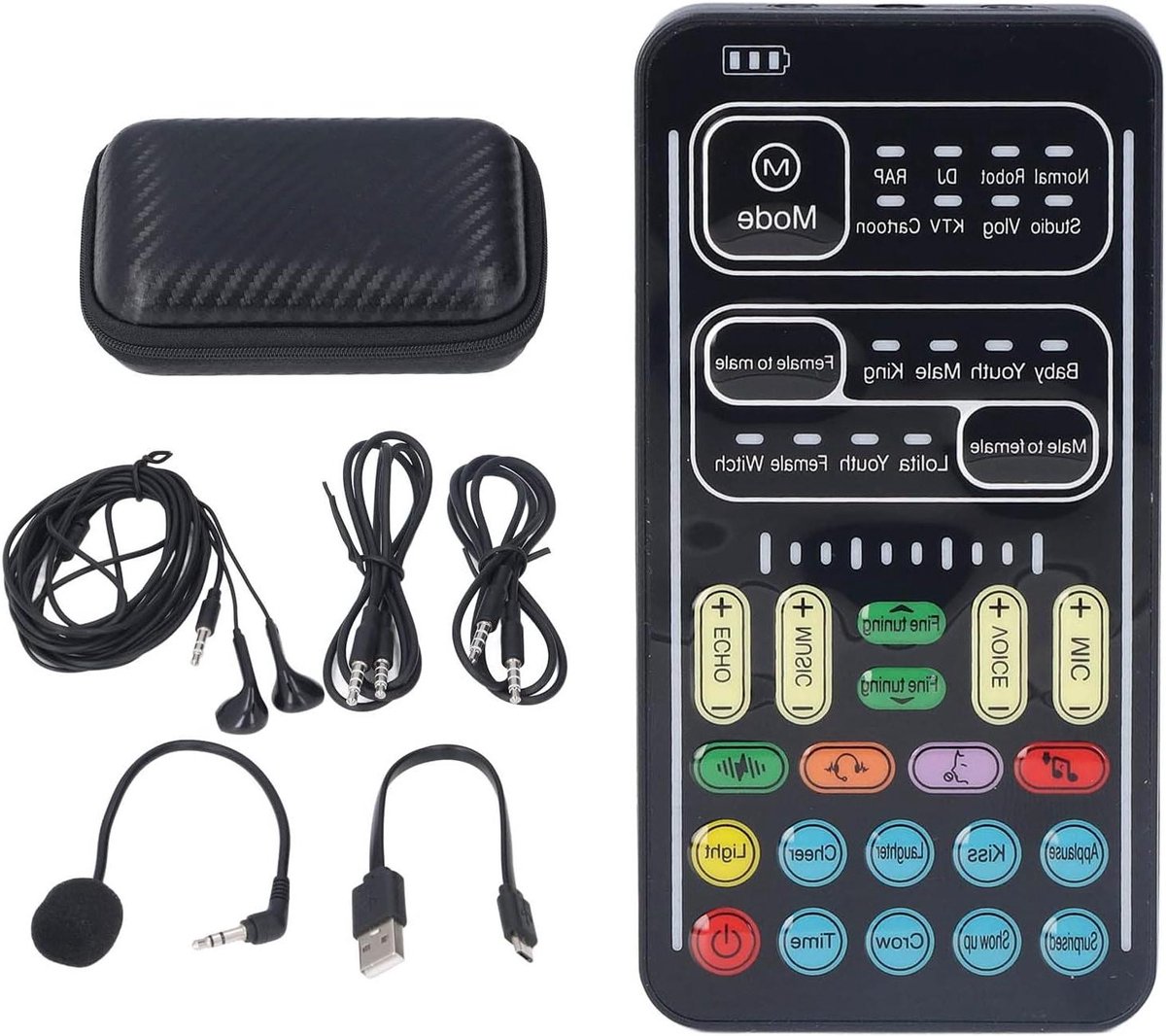 Voice Changer Set I9 Live Geluidskaart 8 Geluidseffecten Stemverstelbaar voor PS4 - Compatibel met Mobiele Telefoon, Computer en Tablet