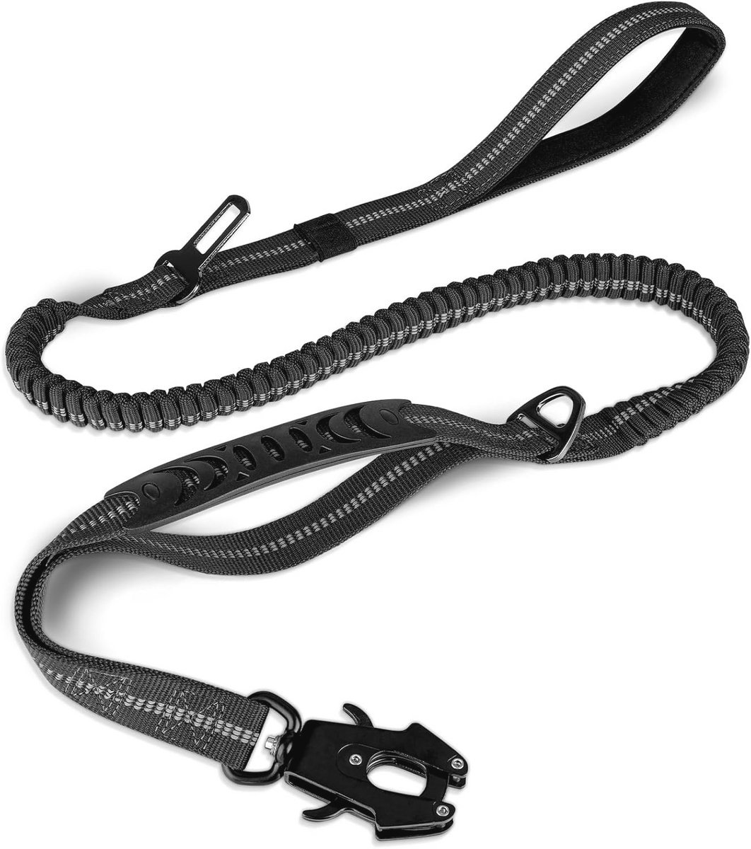 Schokabsorberende Bungee Hondenriem met 2 Handgrepen en Autogordel 12,5 m