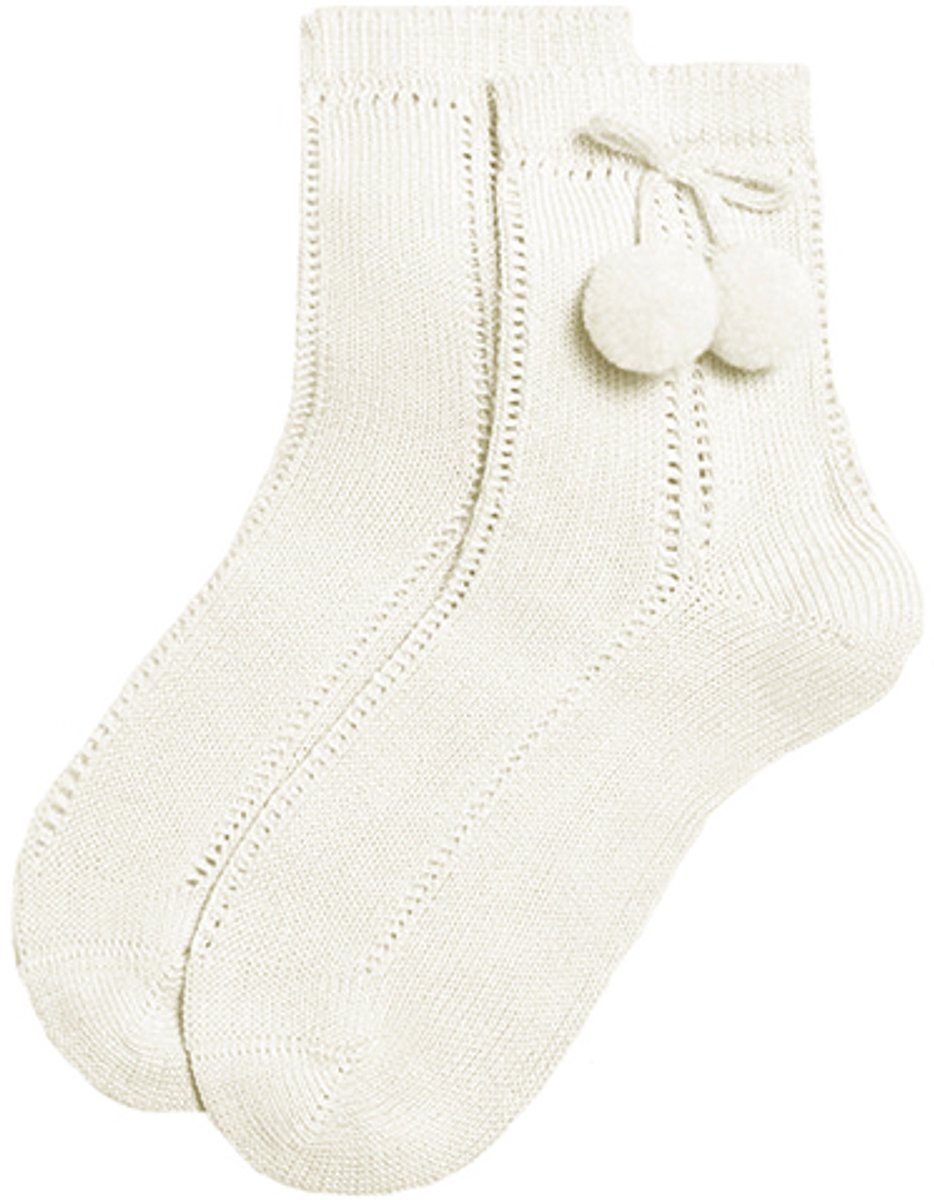 iN ControL 2pack off white JACQUARD sokken met pompoms 19/22