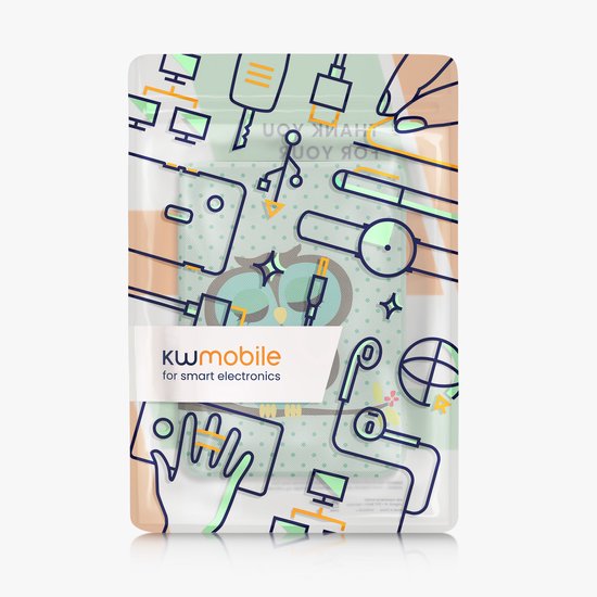 kwmobile e-reader hoesje geschikt voor Kobo Clara BW / Colour hoes - E reader flip case met magnetische sluiting - Ereader cover - Slapende Uil design in turquoise / bruin / mintgroen van Merkloos — afbeelding 2