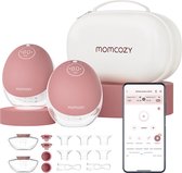 Momcozy M9 Handsfree Borstkolf - 2 stuks - Inclusief verschillende borstschild inserts - Extra stil en compact - Met app bediening - Elektrisch - Rood