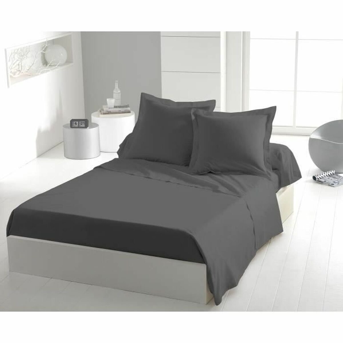 Laken - HOME LINGE PASSION - 180 x 290 cm - 1 persoons - Antraciet