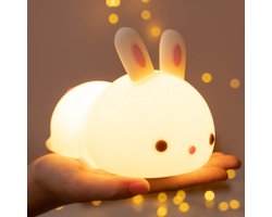Bunny Kids Night Light - Squishy & Portable - 7 Kleuren Veranderend - Batterij Geopereerd - Veilig Siliconen - Tap Control - Ideaal Cadeau voor Kinderen (RoHS/CE Gecertificeerd)