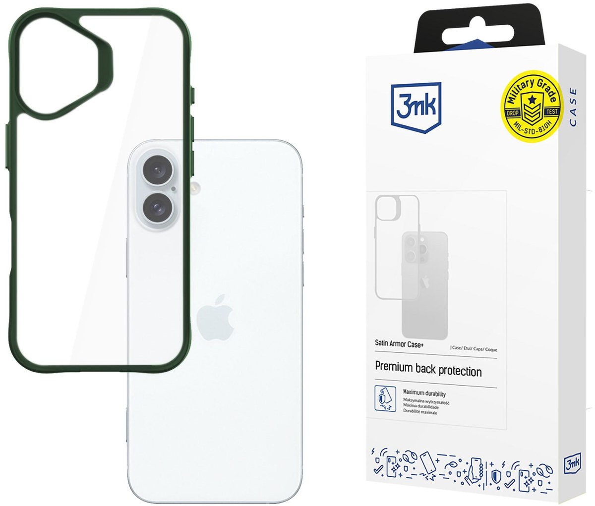 Apple iPhone 16 Plus - 3mk Satin Armor Case+ Groen