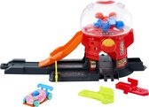 Hot Wheels snoepautomaat speelset met rode auto, oranje glijbaan en 3 extra onderdelen